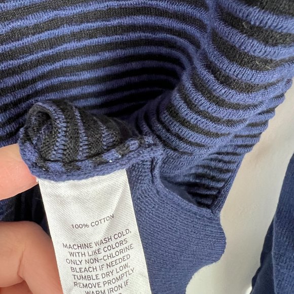 NWT 14th & Union Textured Stripe Crewneck Sweater Navy Blue Size Medium M NEW - Picture 6 of 9